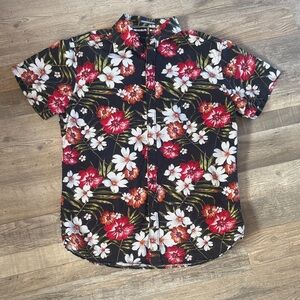 Denim & Flower Floral Black and Red Men's Shirt size S